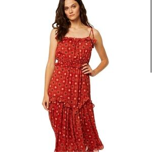 Misa Nati Red‎ Sleeveless MIDI Dress XS